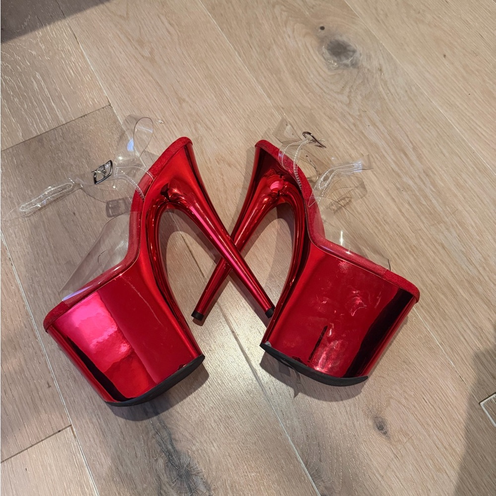 Pleaser Metallic Red FLAMINGO 808 Size 9
